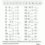 First Grade Math Worksheets | Missing Subtraction Facts To 12 Sheet | Printable Addition And Subtraction Worksheets For Grade 3