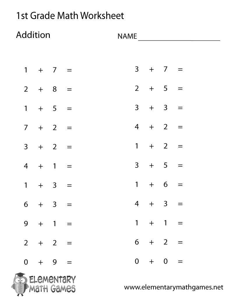 First Grade Simple Addition Worksheet Printable | Homeschool | 1St | 1St Grade Math Addition Worksheets Printable