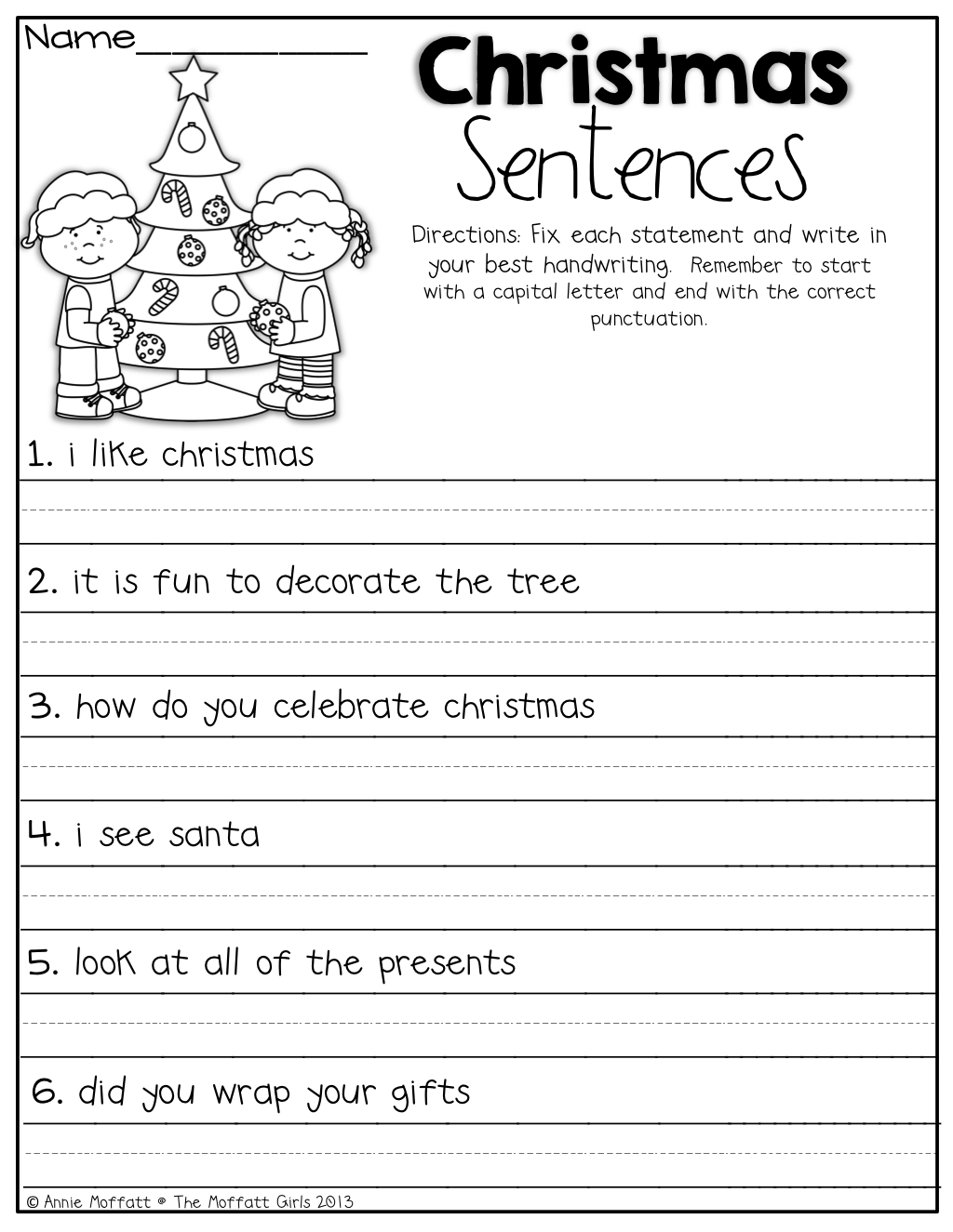 Fix Up The Christmas Sentences! | &amp;lt;3 My Teaching Toolbox | Christmas | Free Printable Second Grade Christmas Worksheets
