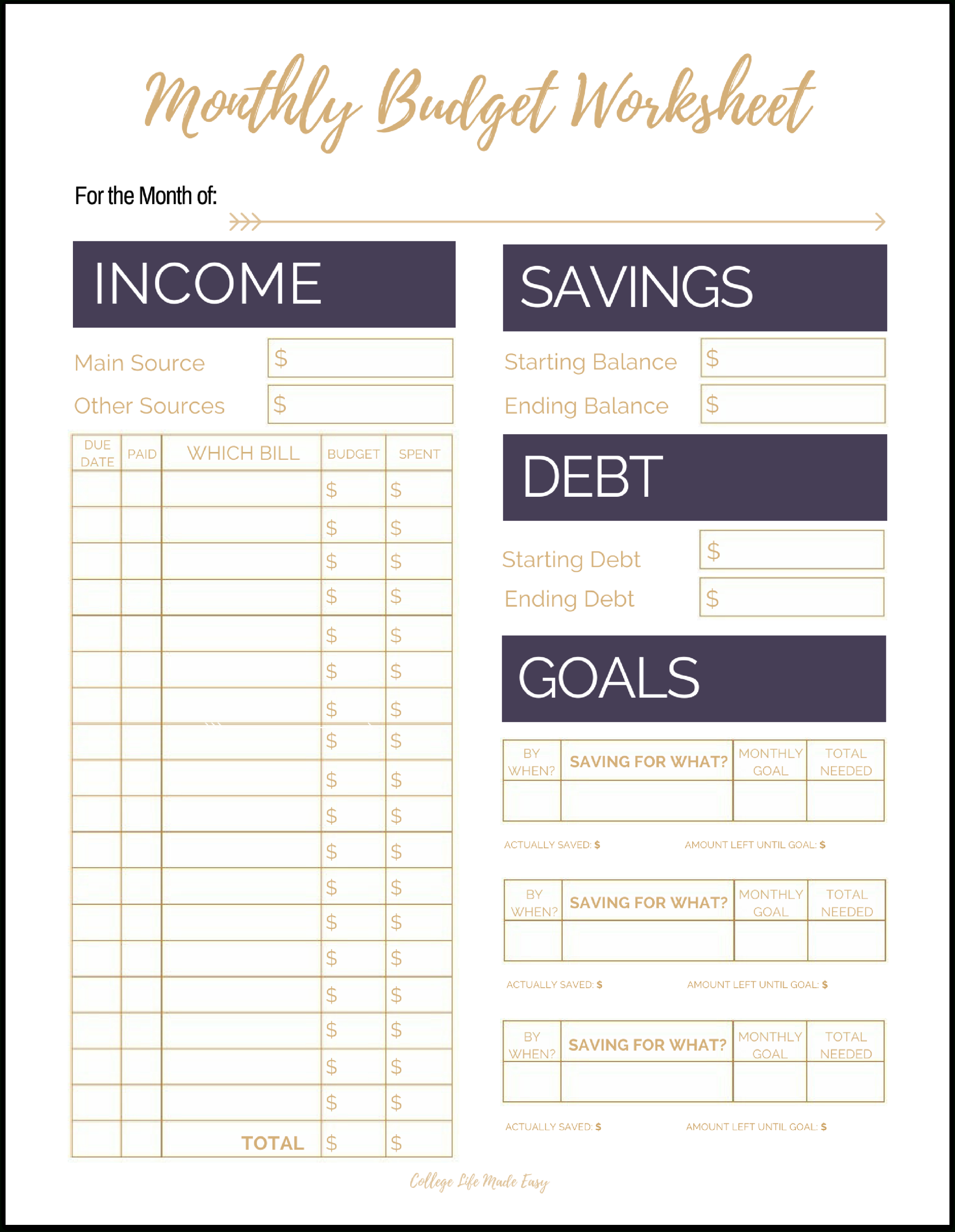 Fix Your Finances Asap With My (Free) Simple Monthly Budget Template | Printable Budget Worksheet Pdf