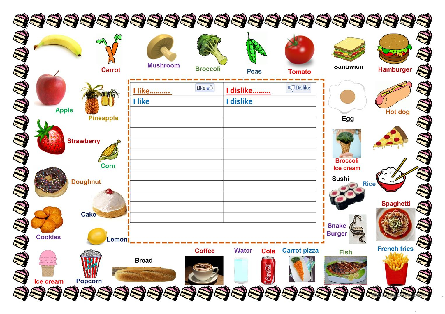 Foods I Like &amp;amp; Dislike Worksheet - Free Esl Printable Worksheets | Likes And Dislikes Worksheets Printable