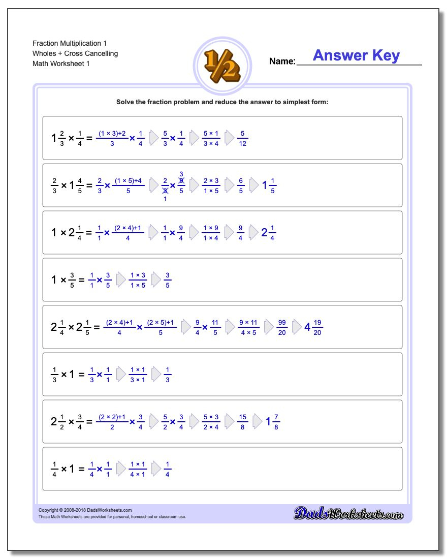 Fraction Multiplication | Printable Fraction Worksheets