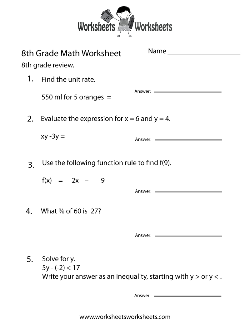 Free 8Th Grade Worksheets | Two Ways To Print This Free 8Th Grade | Printable 8Th Grade Math Worksheets