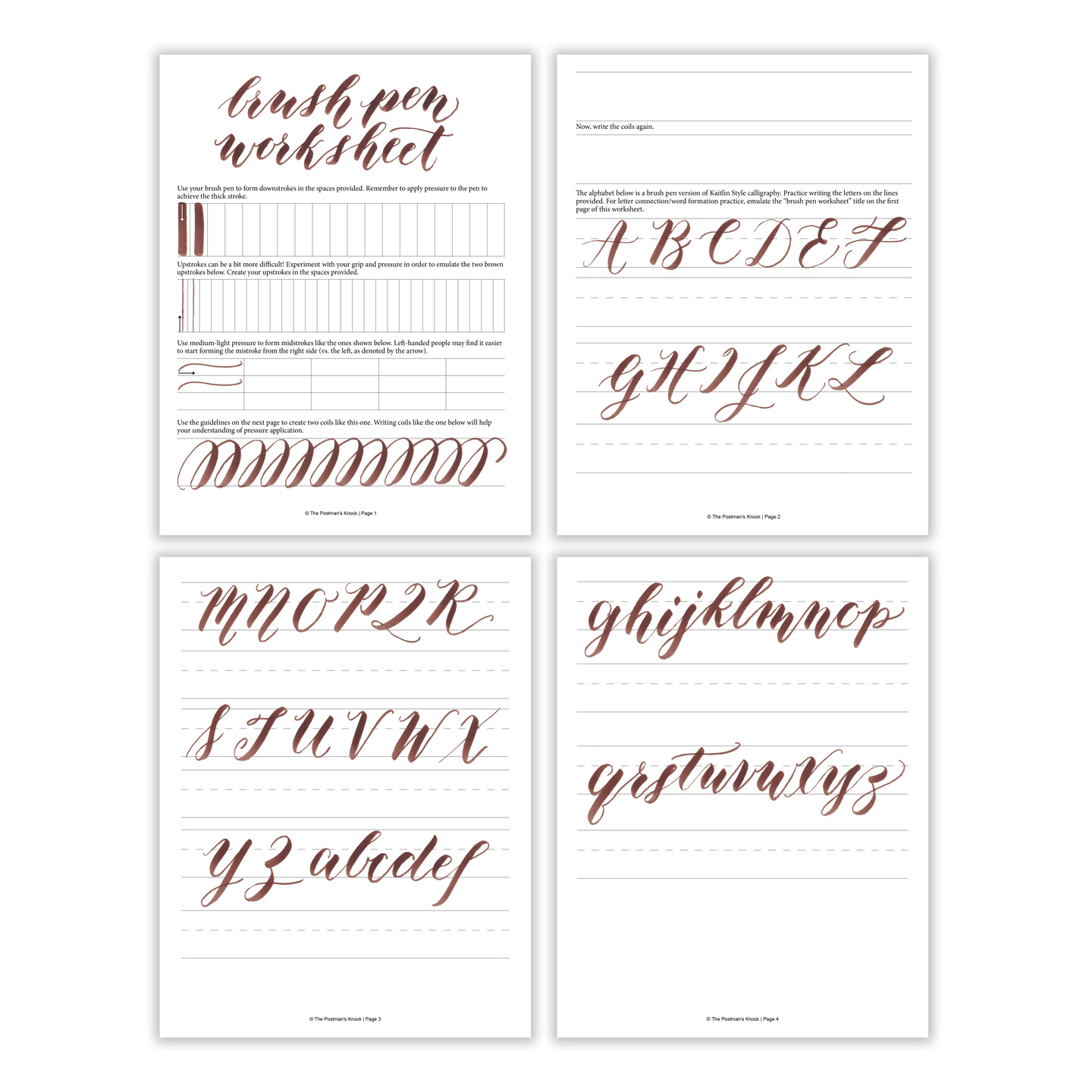 Free Basic Brush Pen Calligraphy Worksheet – The Postman&amp;#039;s Knock | Free Printable Calligraphy Worksheets