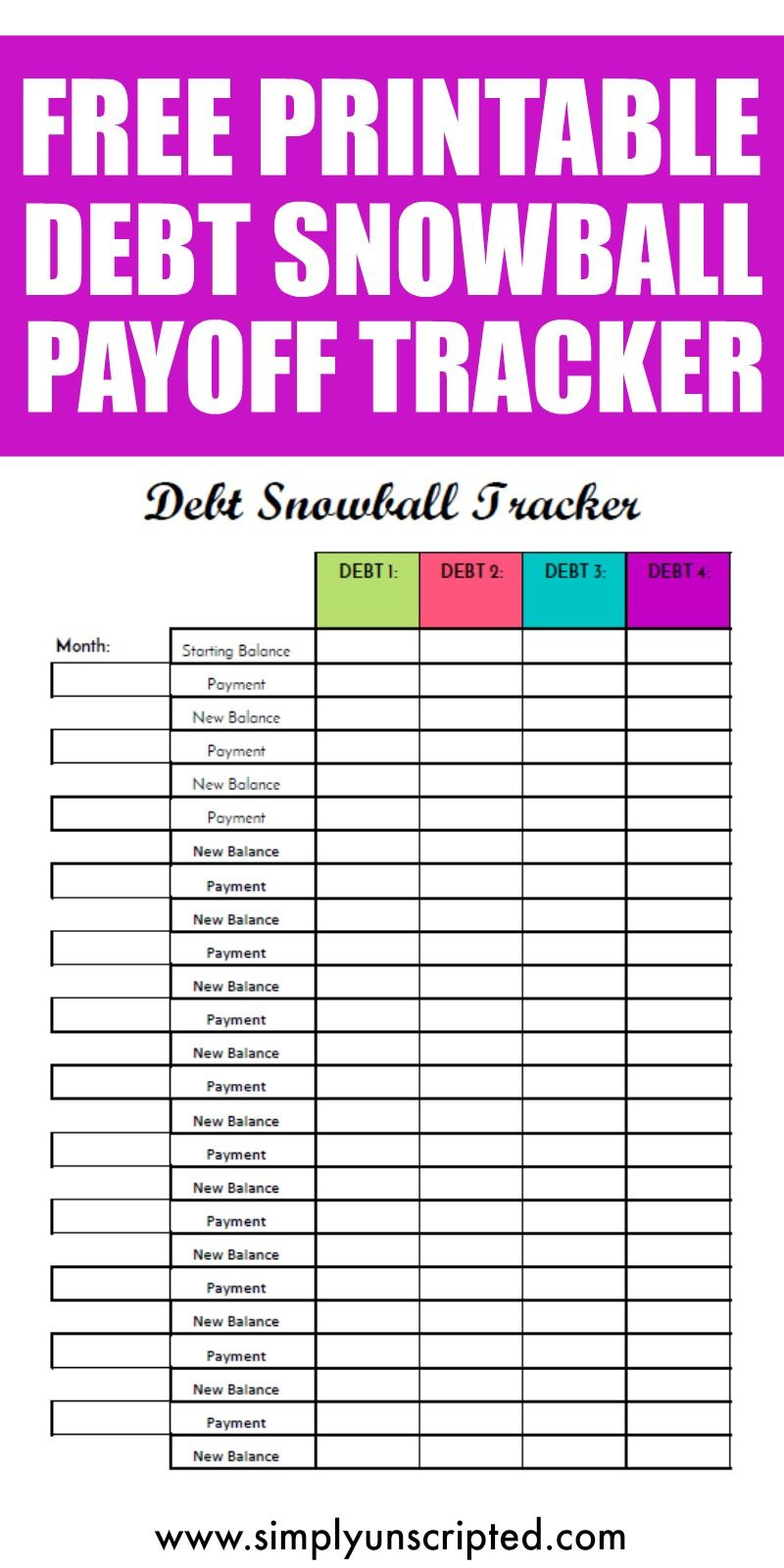 Free Debt Snowball Printable Worksheet: Track Your Debt Payoff | Free Printable Dave Ramsey Worksheets
