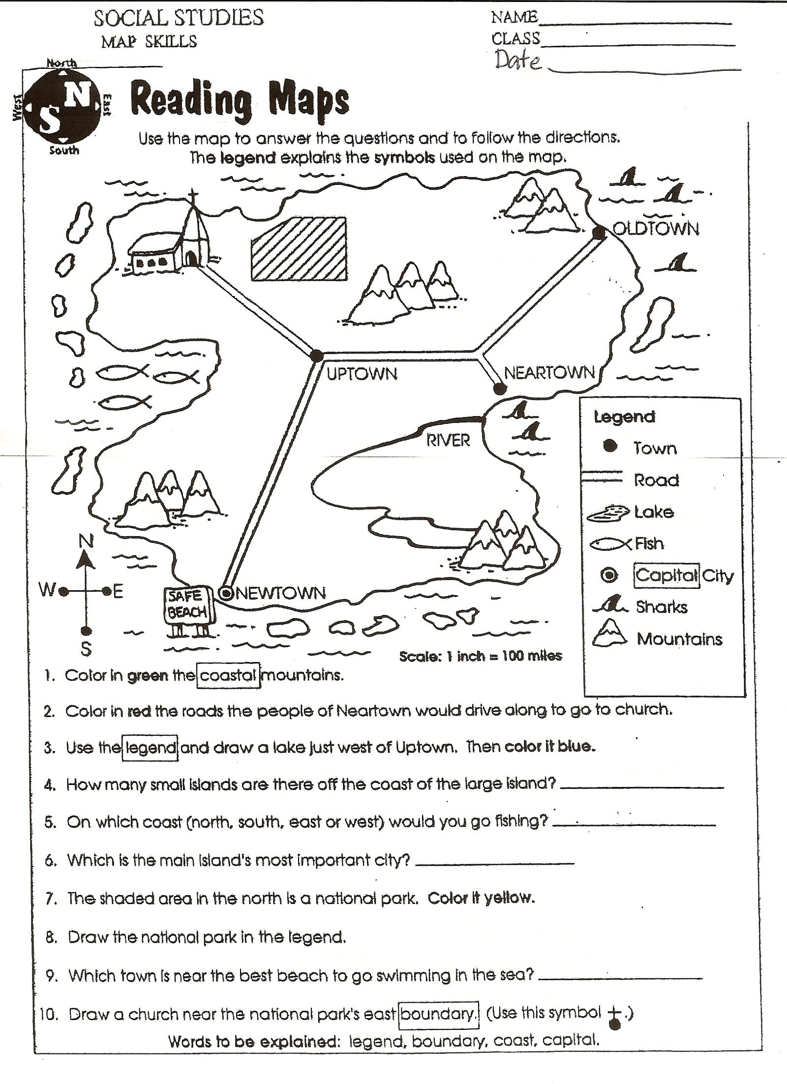 Free Elementary Worksheets On Reading Maps | Printableshelter | Kids | Elementary Social Studies Worksheets Printable