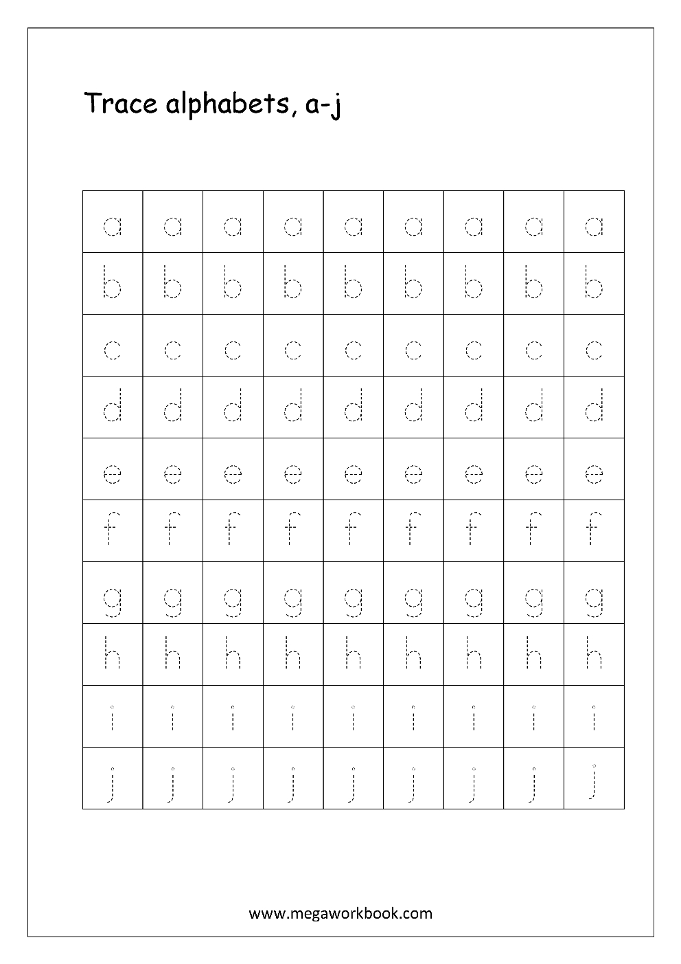 Free English Worksheets - Alphabet Tracing (Small Letters) - Letter | Lower Case Alphabet Printable Worksheets