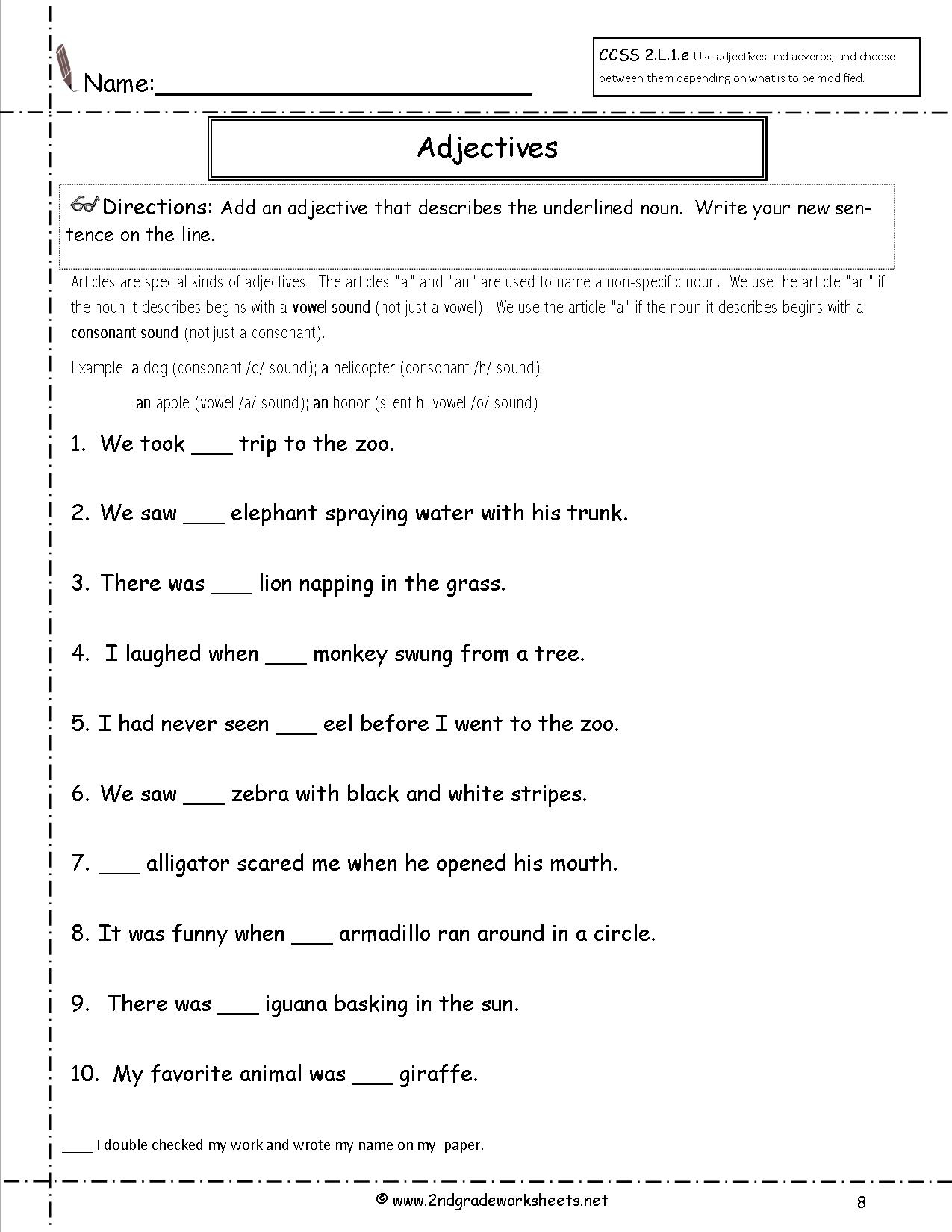 Free Printable Third Grade Grammar Worksheets Printable Worksheets