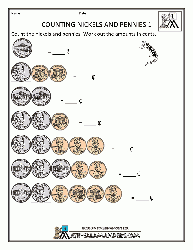 Free Money Counting Printable Worksheets - Kindergarten, 1St Grade | Counting Money Printable Worksheets