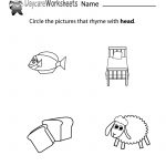 Free Preschool Rhyming Practice Worksheet | Free Printable Rhyming Words Worksheets