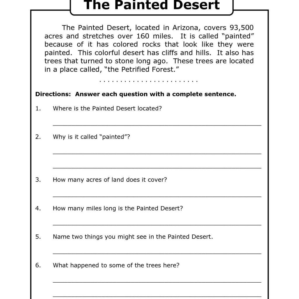 4Th Grade Comprehension Worksheets Printable Printable Worksheets