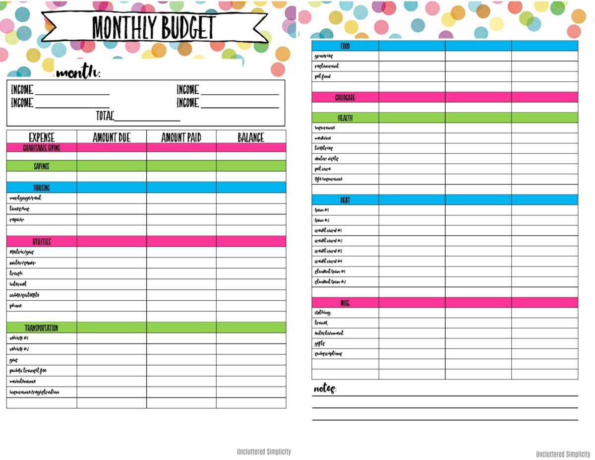 Free Printable Budget Planning Worksheets | Easy Budget Planner Free Printable Worksheets