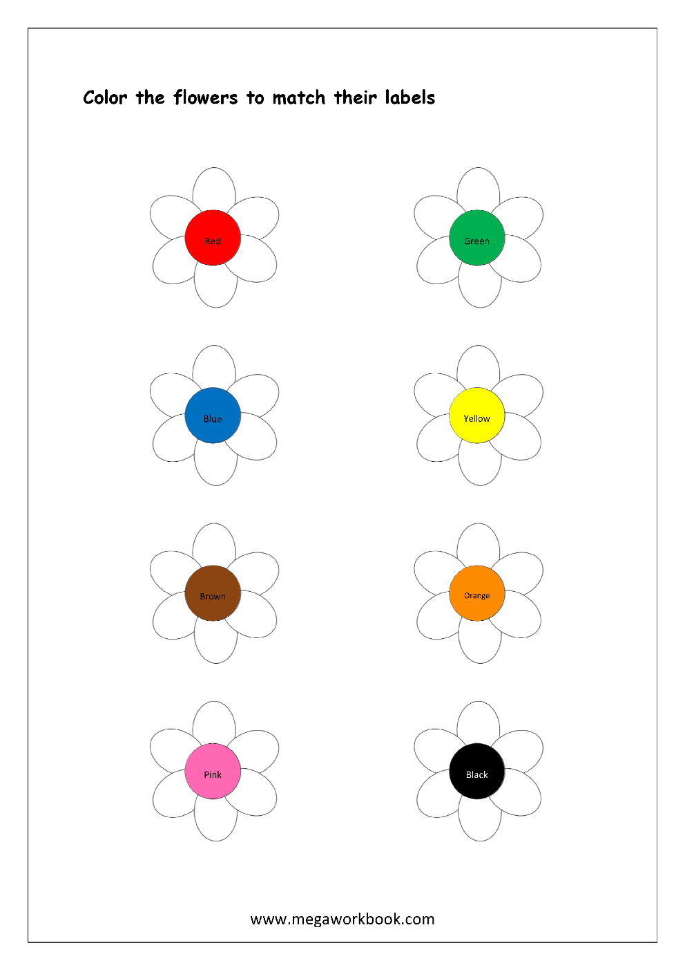 Free Printable Color Recognition Worksheets - Colormatching Hint | Color Recognition Worksheets Free Printable
