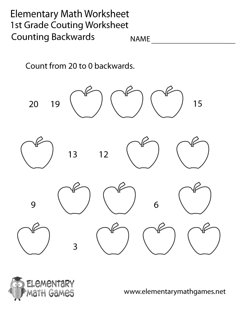 Free Printable Counting Backwards Worksheet For First Grade - Free | Free Printable Worksheets For 1St Grade