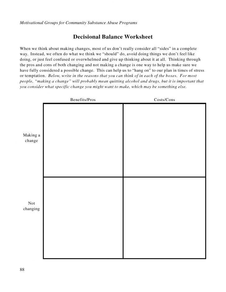 Free Printable Dbt Worksheets Decisional Balance Worksheet Pdf Free Printable Dbt Worksheets Decisional Balance Worksheet Pdf