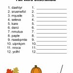 Free Printable   Fall Word Unscramble | Games For Senior Adults | Free Printable Word Scramble Worksheets