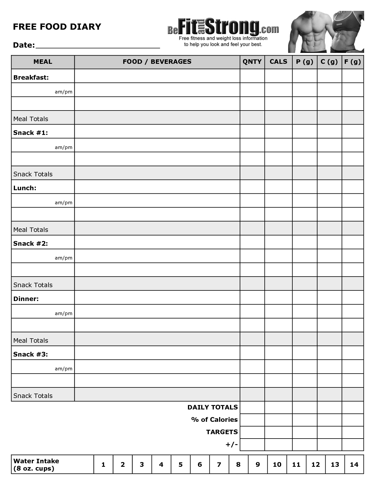 Free Printable Food Diary Template | Health, Fitness &amp;amp; Weight Loss | Food Journal Printable Worksheets