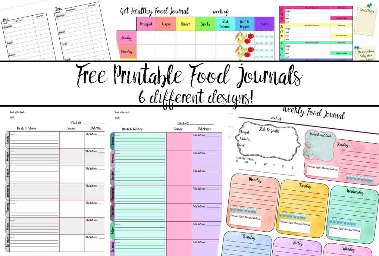 Free Printable Food Journal: 6 Different Designs | Food Journal Printable Worksheets