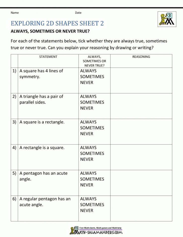 Free Printable Geometry Worksheets 3Rd Grade | Free Printable ...