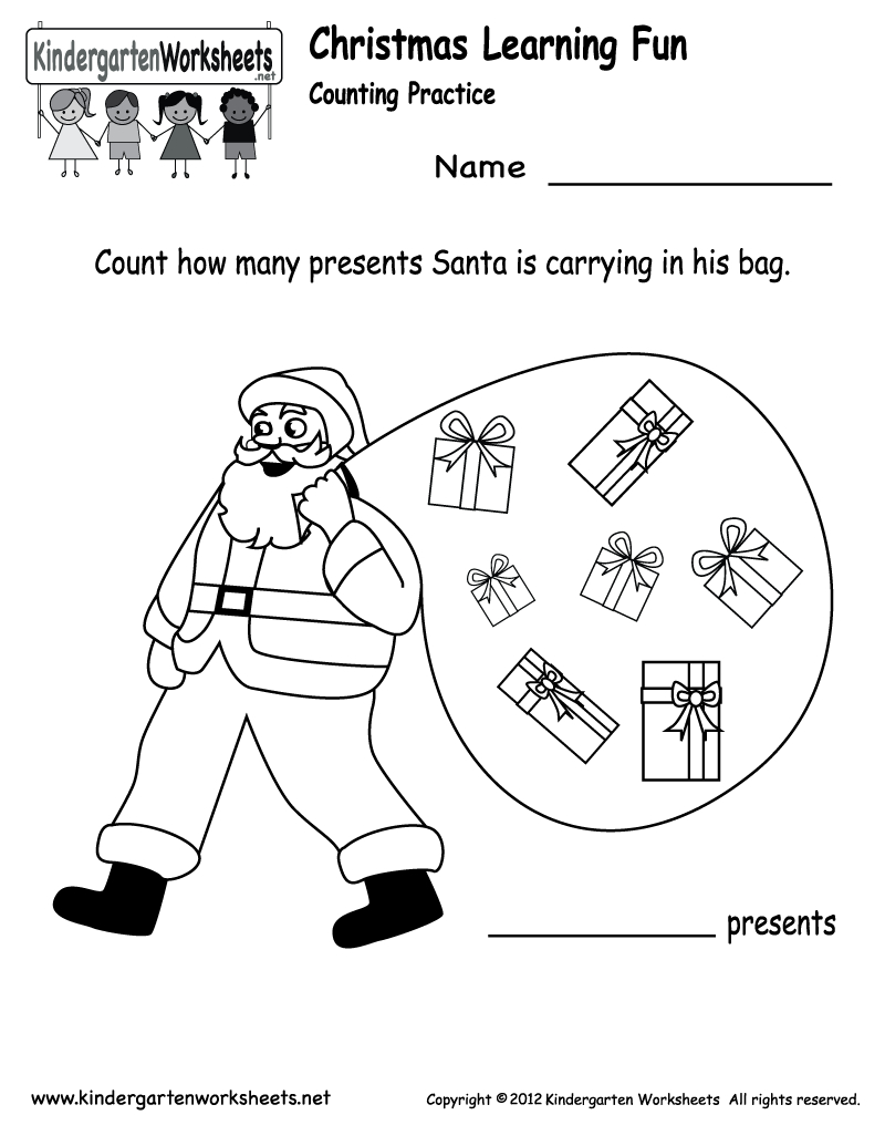 Free Printable Holiday Worksheets | Kindergarten Santa Counting | Free Printable Holiday Worksheets