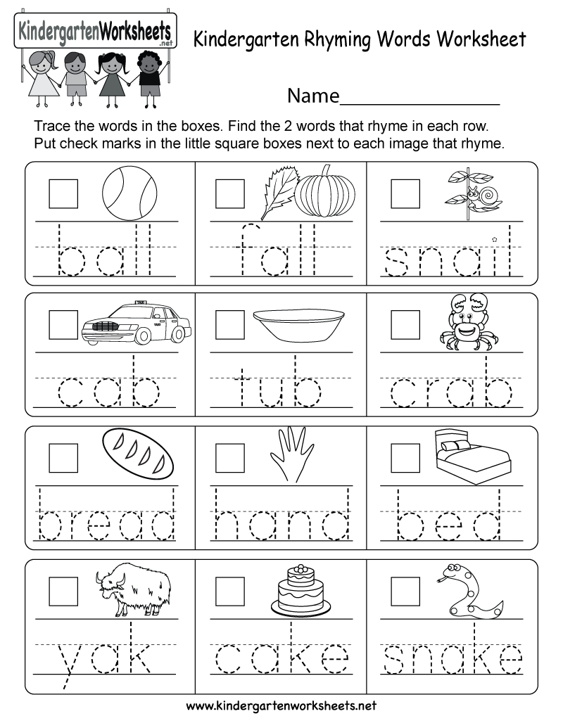 Free Printable Kindergarten Rhyming Words Worksheet - Free Printable | Free Printable Rhyming Words Worksheets