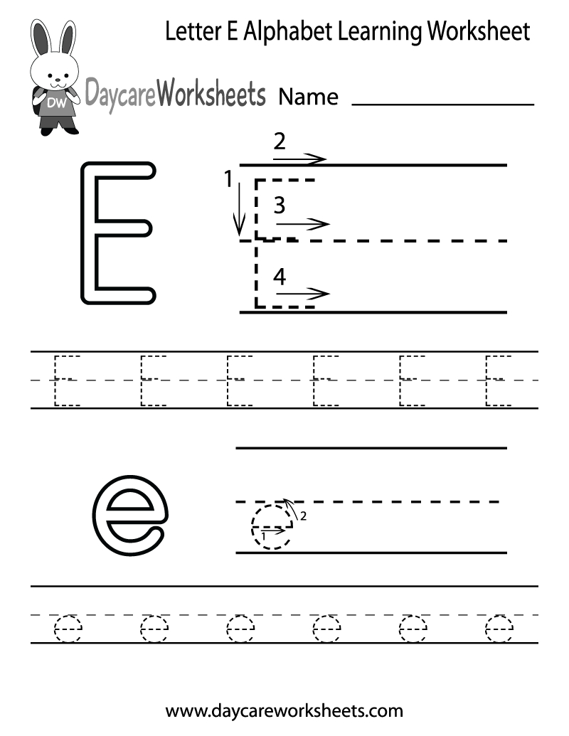 Free Printable Letter E Alphabet Learning Worksheet For Preschool | Printable Letter E Worksheets For Preschool