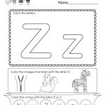 Free Printable Letter Z Coloring Worksheet For Kindergarten   Letter | Letter Z Worksheets Free Printable