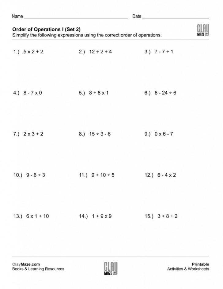 Free Printable Math Worksheets 6Th Grade Order Operations Of With Free Printable Math Worksheets 6Th Grade Order Operations Of With
