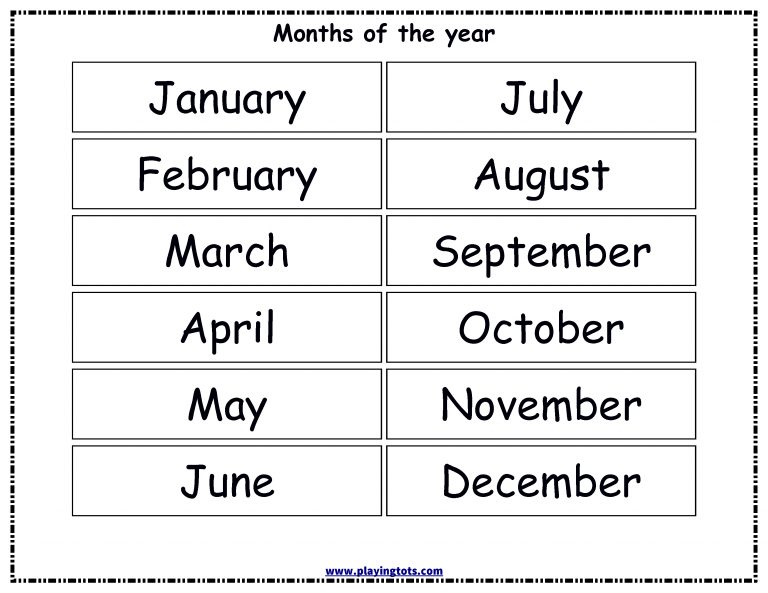 Free Printable Months Of The Year Chart | Alivia Learning Folder | Home ...