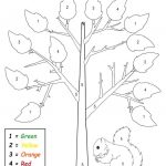 Free Printable Preschool Fall Themed Color By Number Worksheet | Printable Fall Worksheets