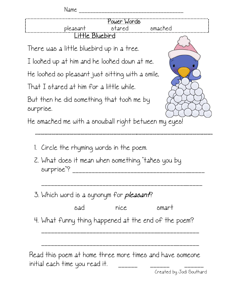 Free Printable Reading Comprehension Worksheets For Kindergarten | Free Printable English Comprehension Worksheets For Grade 4
