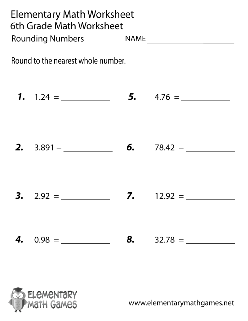 Free Printable Rounding Numbers Worksheet For Sixth Grade | Free Printable Worksheets 6Th Grade Math