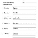Free Printable Spanish Days Of The Week Worksheet | Printable Spanish Worksheets