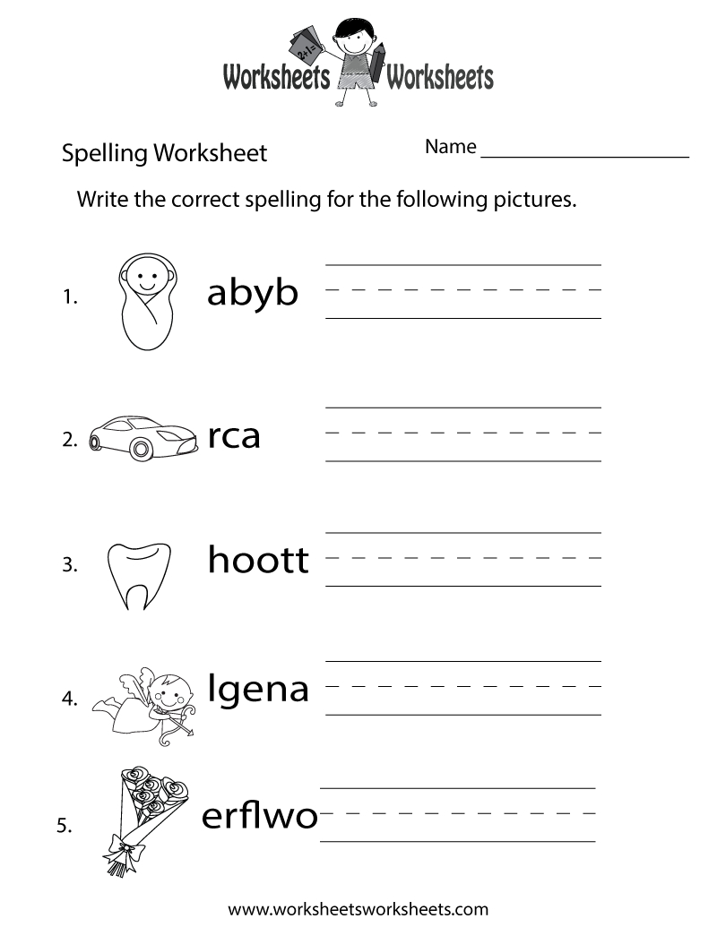 Free Printable Spelling Test Worksheet | Test Worksheets Printable