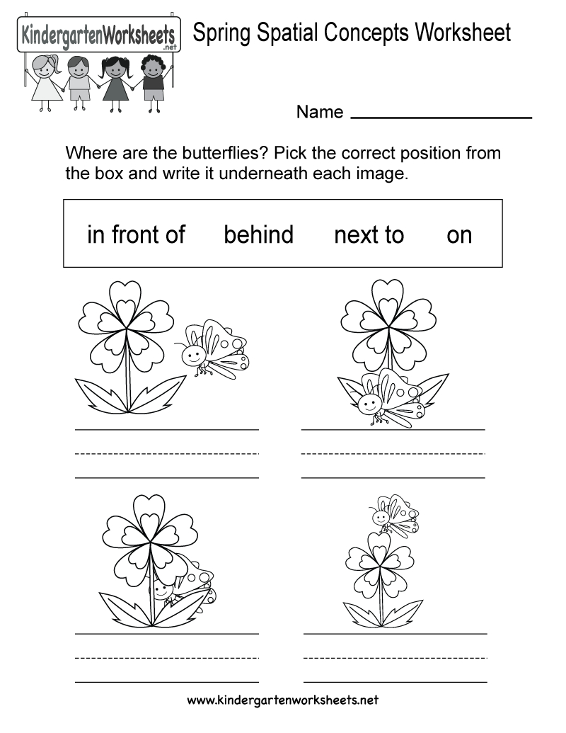 Free Printable Spring Spatial Concepts Worksheet For Kindergarten | Free Printable Spring Worksheets For Kindergarten