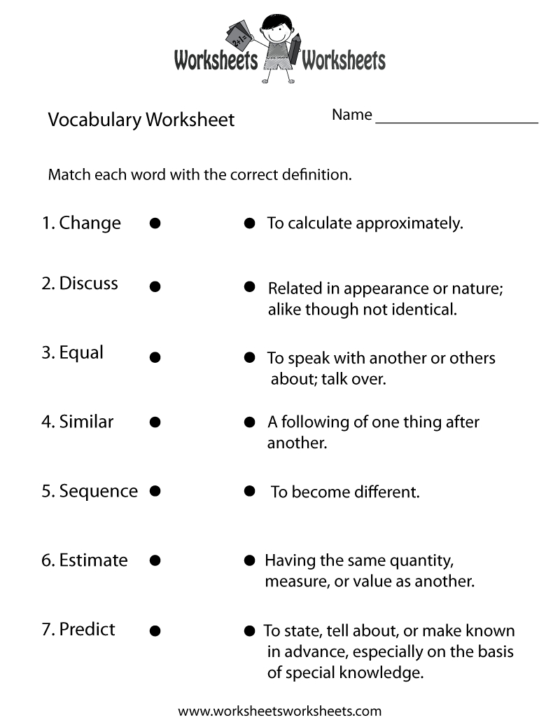 Free Printable Vocabulary Building Worksheet | Free Printable Vocabulary Worksheets