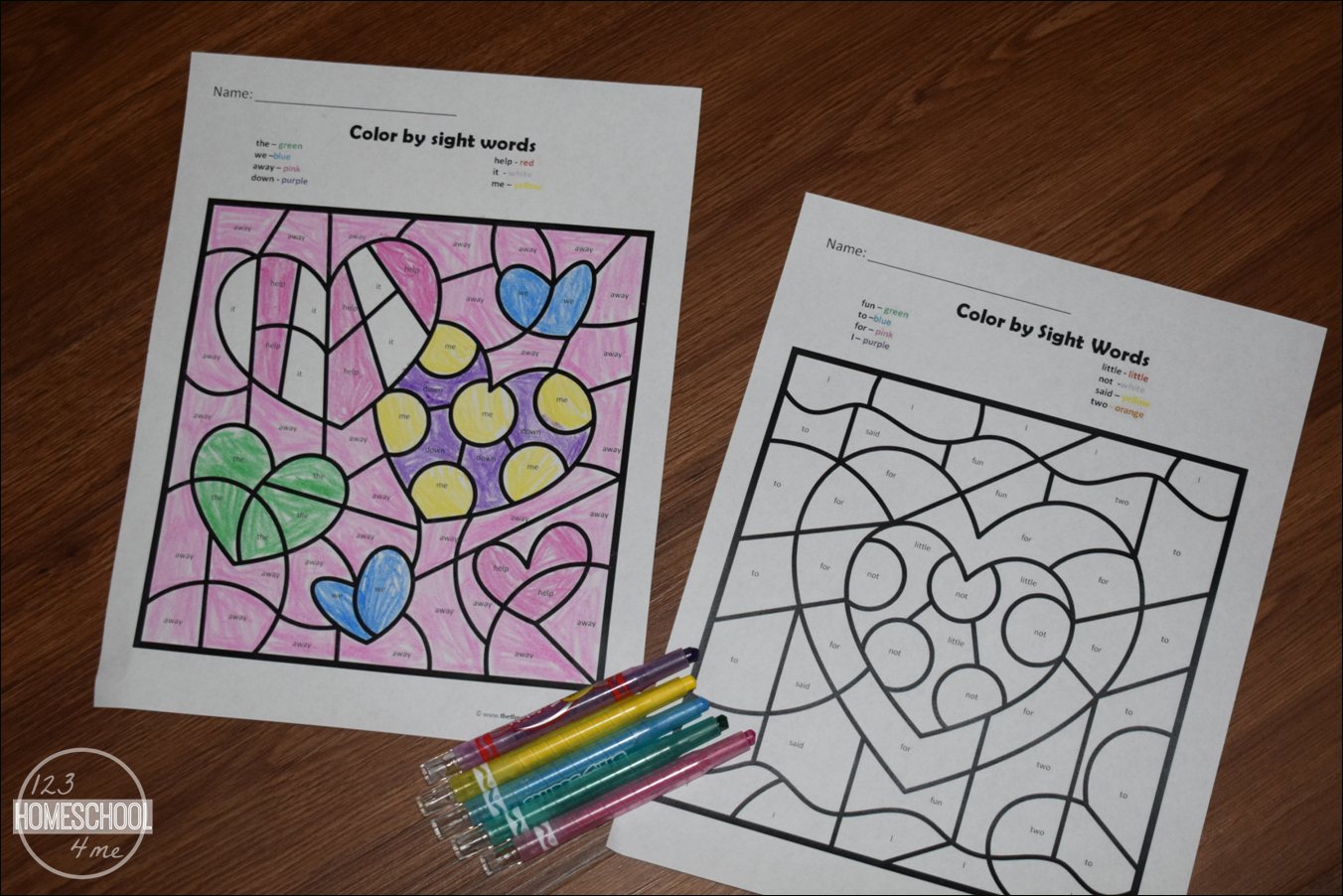 Free Valentines Day Colorsight Words | 123 Homeschool 4 Me | Free Printable Kindergarten Worksheets Color Words