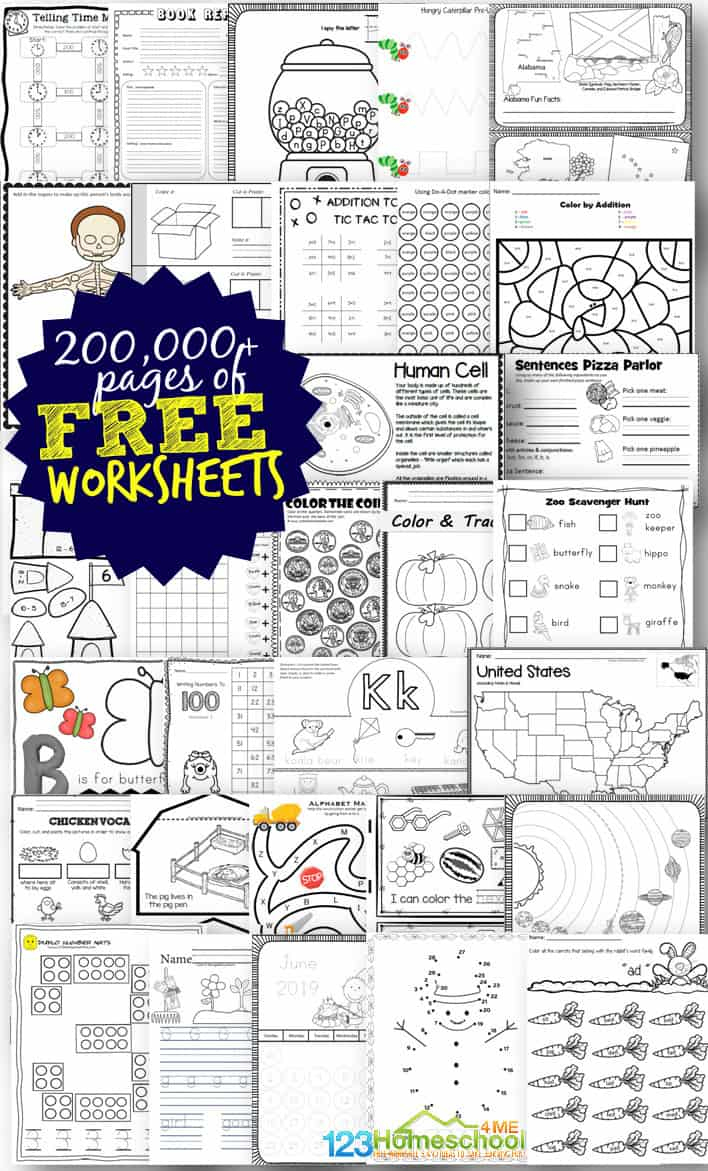 Free Worksheets - 200,000+ For Prek-6Th | 123 Homeschool 4 Me | Free Printable Kid Activities Worksheets