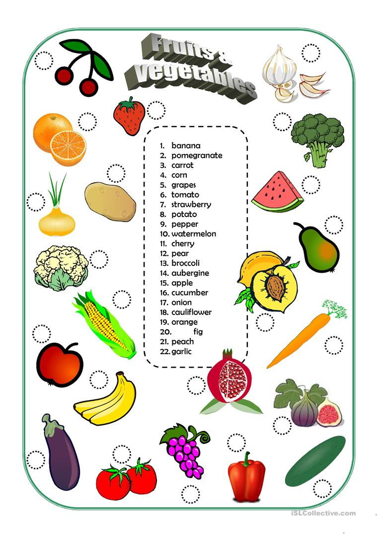 Fruits And Vegetables Worksheet - Free Esl Printable Worksheets Made | Vegetables Worksheets Printables
