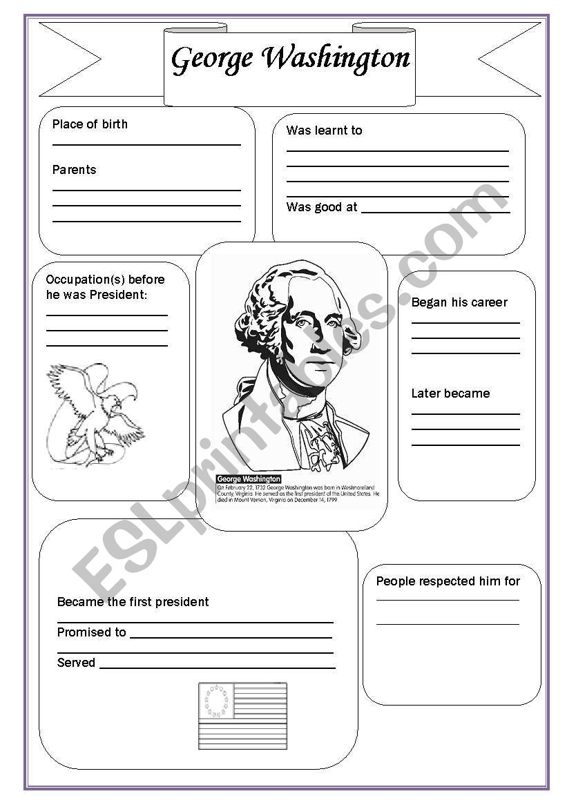 George Washington - Esl Worksheetsvetic | Free Printable George Washington Worksheets