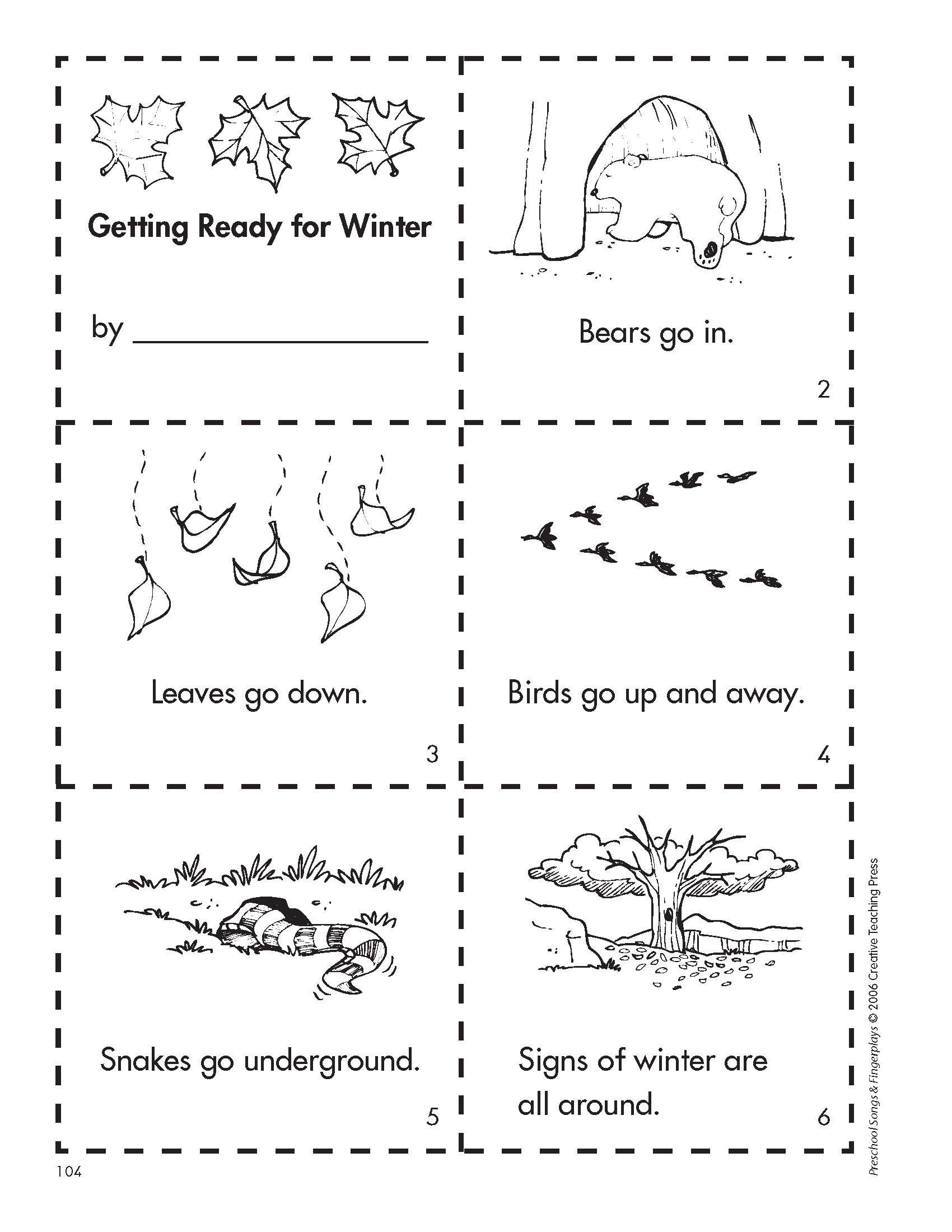 Get Ready For Winter With This Free Minibook Reproducible. | Fall | Free Printable Hibernation Worksheets