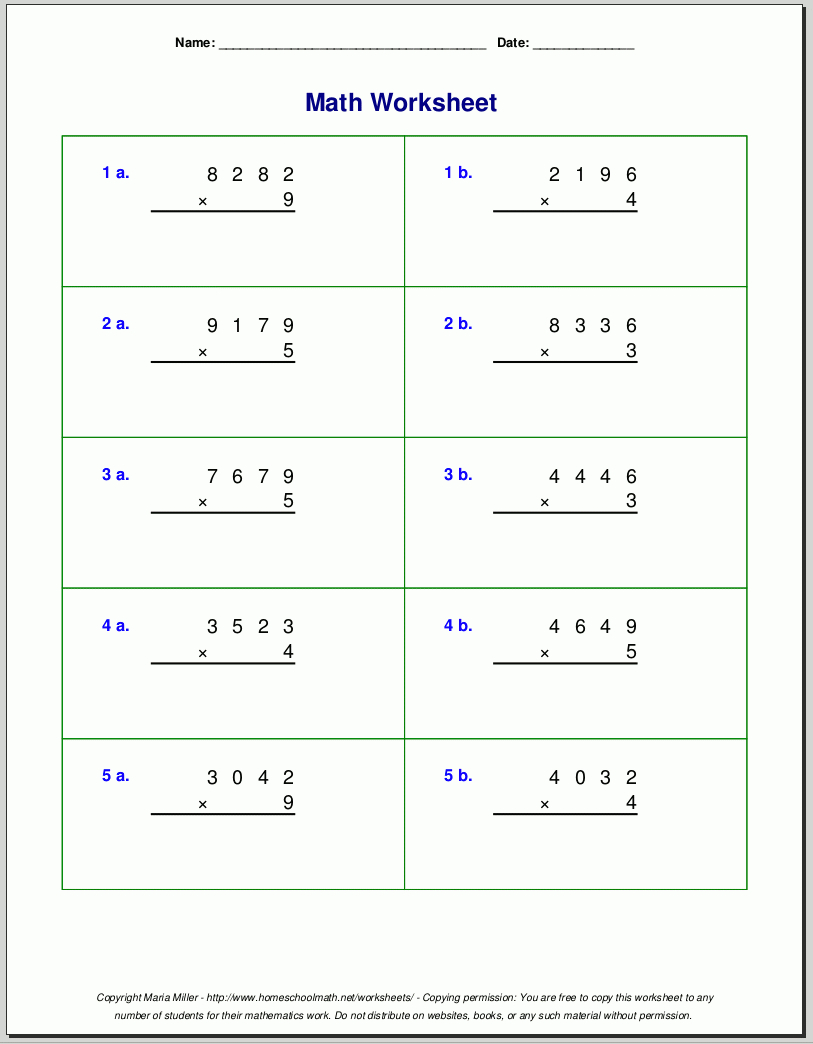 Grade 4 Multiplication Worksheets | Free Printable Multiplication Worksheets For 4Th Grade