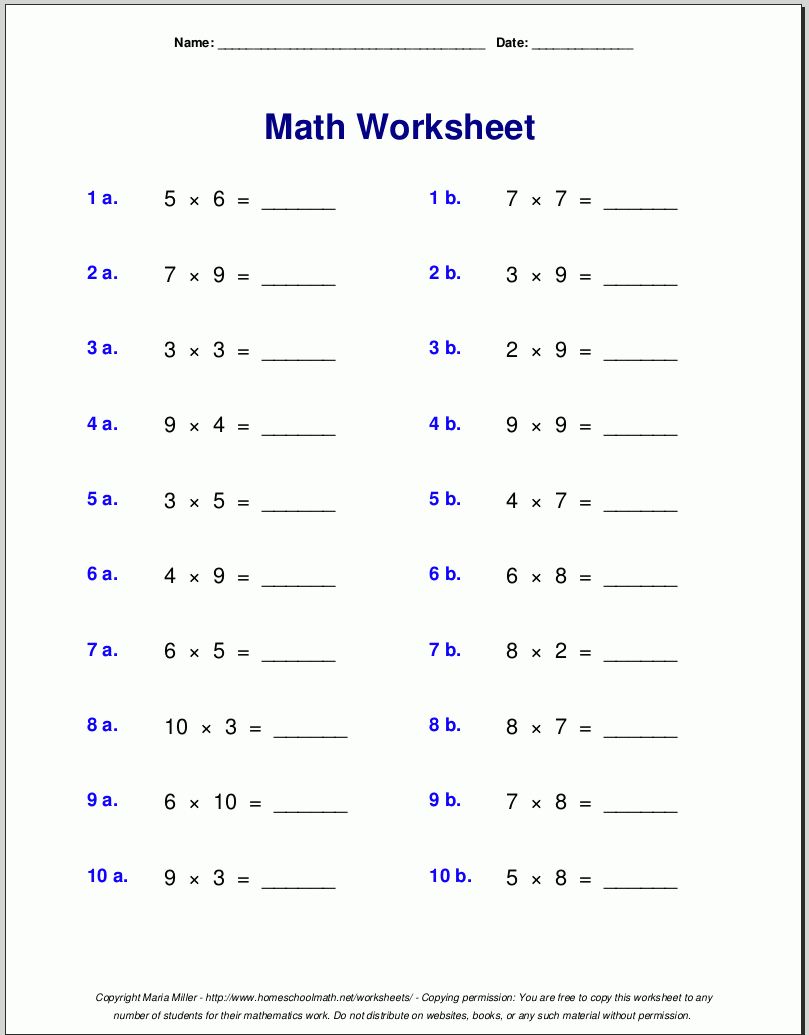 Grade 4 Multiplication Worksheets | Multiplication Printable Worksheets 4Th Grade