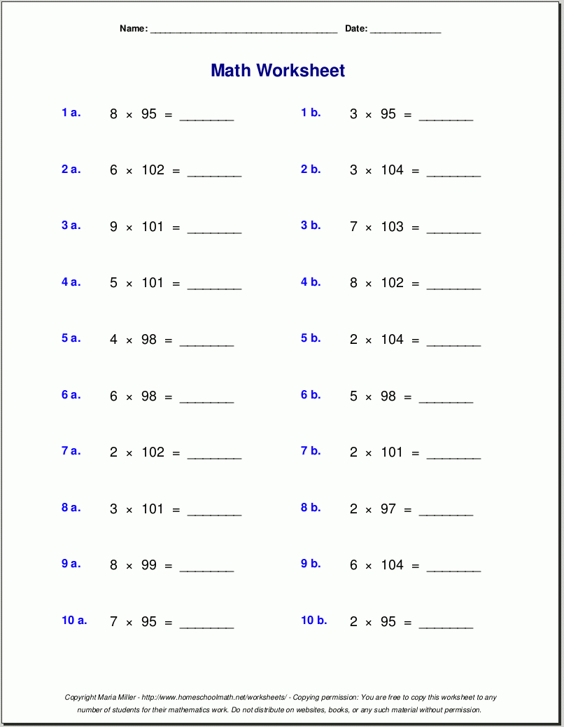 Grade 5 Multiplication Worksheets | Free Printable Multiplication Worksheets For 5Th Grade