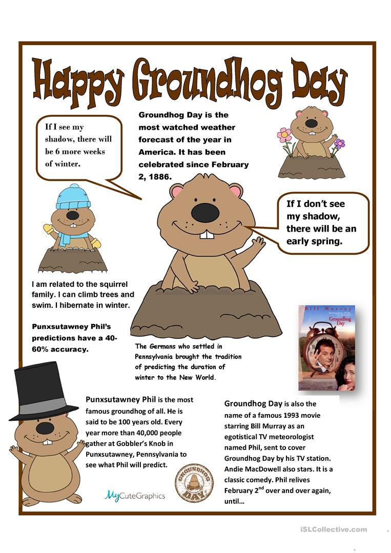 Groundhog Day Poster Worksheet - Free Esl Printable Worksheets Made | Free Printable Worksheets For Groundhog Day