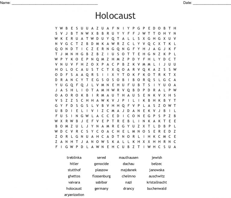 Holocaust Printable Worksheets