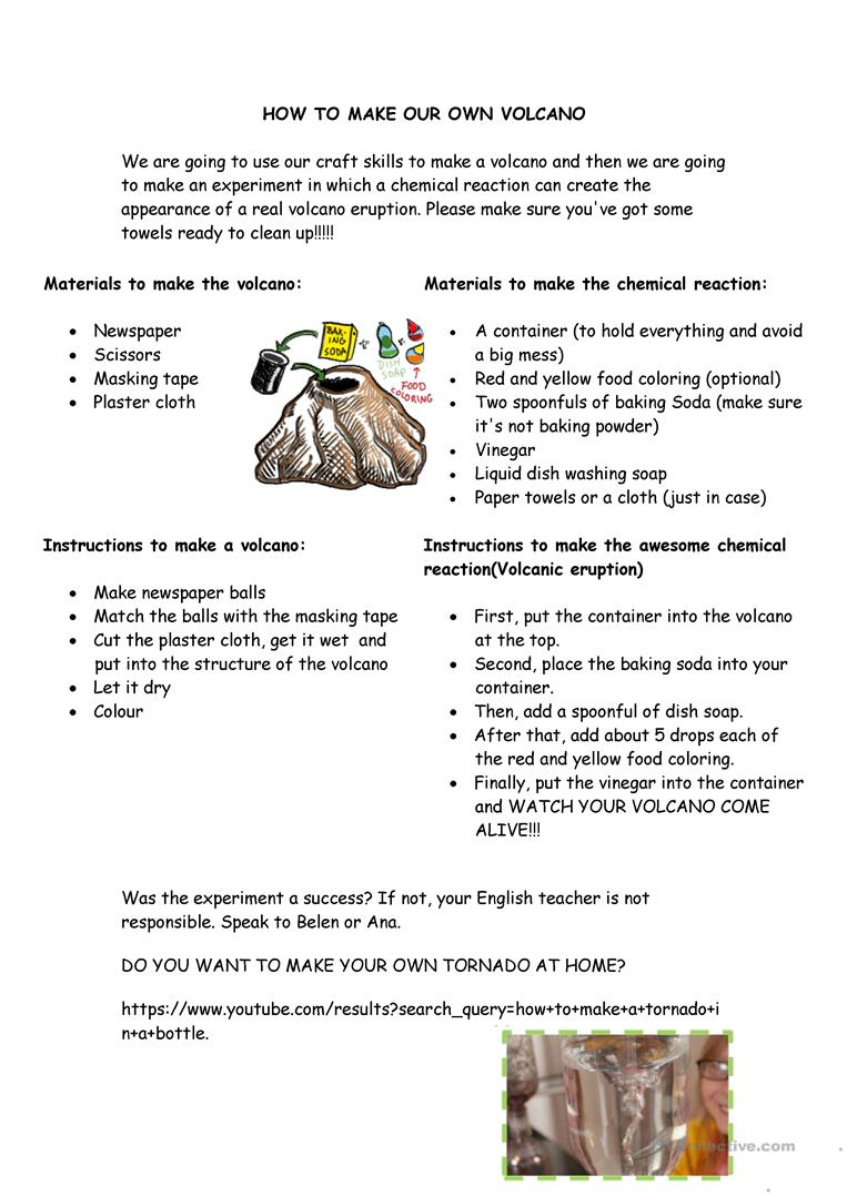 How To Make Your Own Volcano Worksheet - Free Esl Printable | Printable Volcano Worksheets