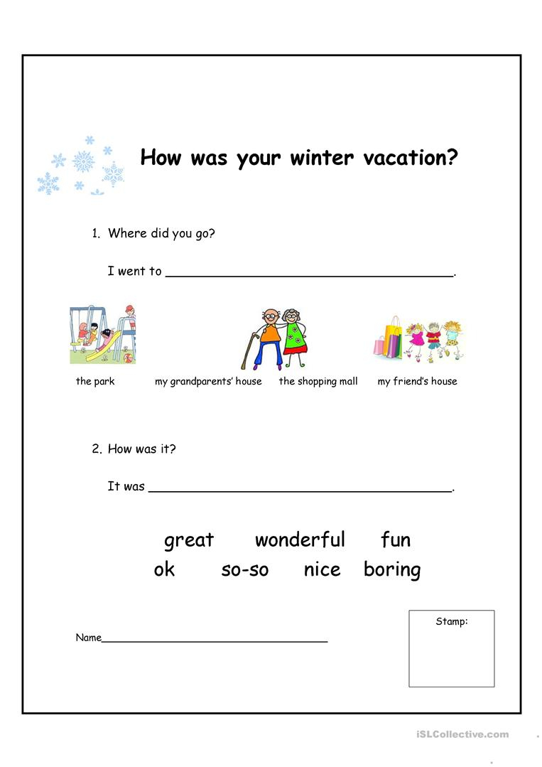 How Was Your Winter Vacation? Worksheet - Free Esl Printable | Winter Holidays Worksheets Printables