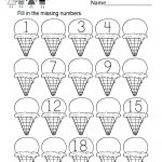 Ice Cream Missing Numbers 1 20 Worksheet For Kindergarten (Free | Free Printable Missing Number Worksheets