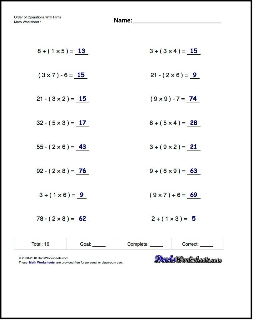 If You Are Looking For Order Of Operations Worksheets That Test Your | Printable Pemdas Worksheets